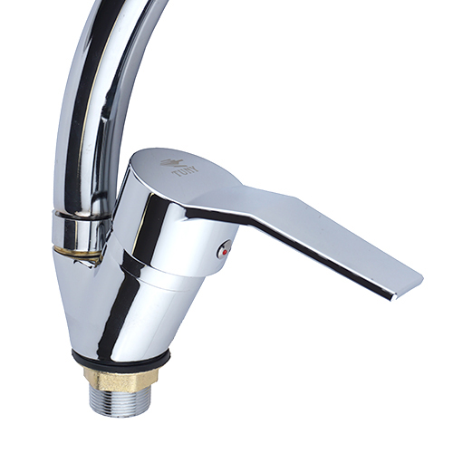 Смеситель для кухни DIKALAN E57032 высокий излив, крепление-гайка, 1/12