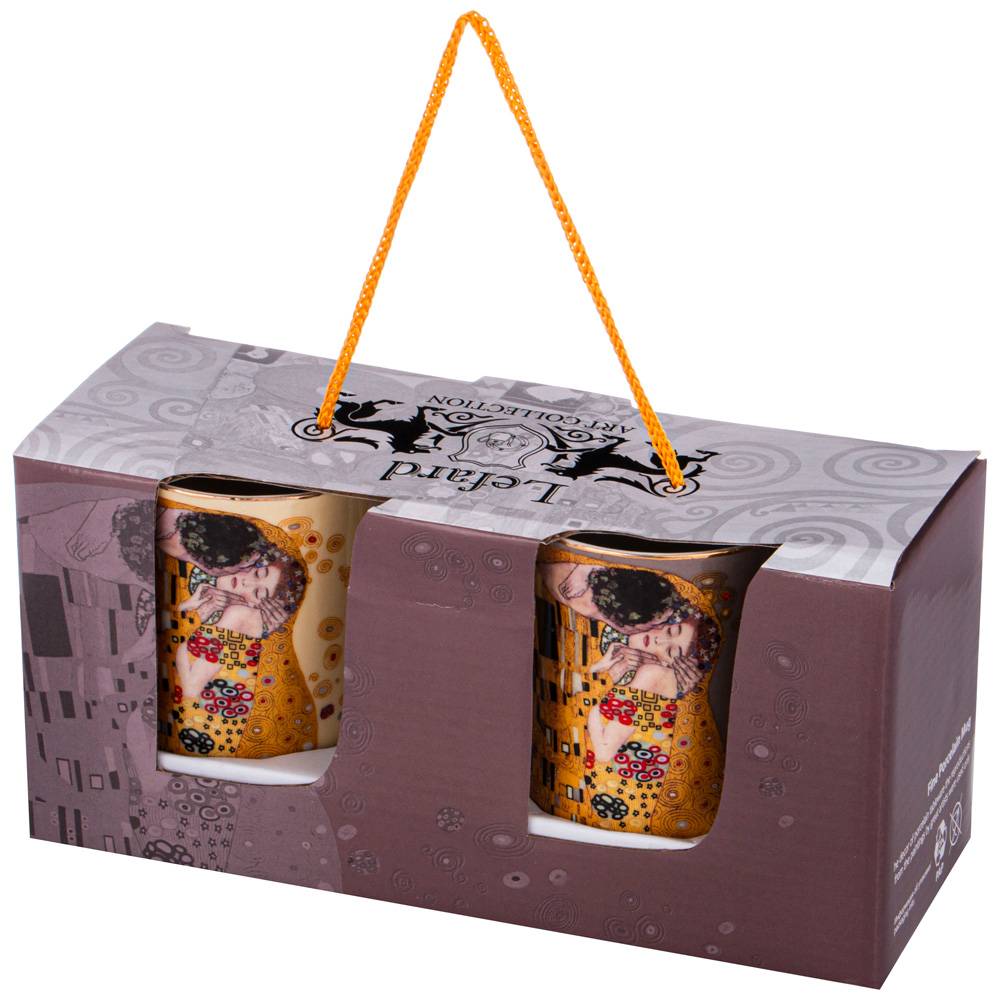 НАБОР КРУЖЕК LEFARD, ПОЦЕЛУЙ,  Г. КЛИМТ 2 ШТ. 300 МЛ, КРЕМОВАЯ, СЕРАЯ, КОР=24НАБ.