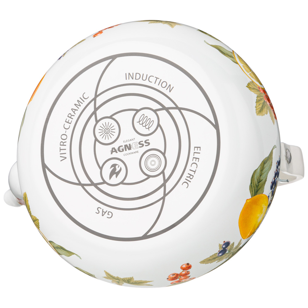 ЧАЙНИК AGNESS ЭМАЛИРОВАННЫЙ СЕРИЯ, ФРУКТОВАЯ КОРЗИНА,  1, 3 Л