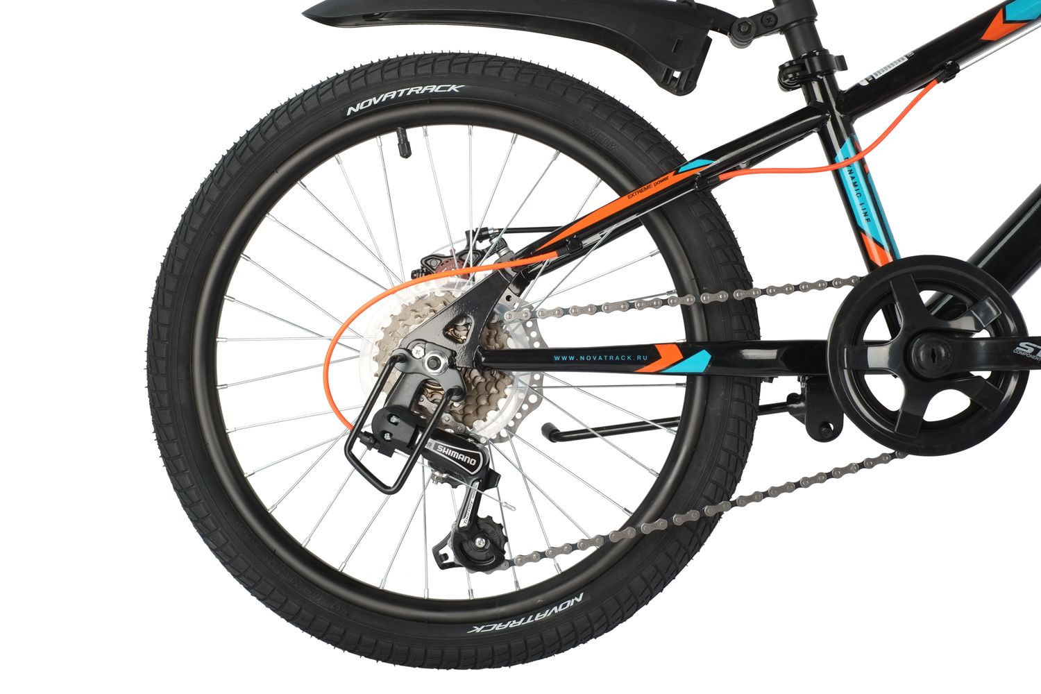 Велосипед NOVATRACK 20, EXTREME черный,   сталь, 6 скор., Shimano TY21/Microshift TS38, дисковый торм