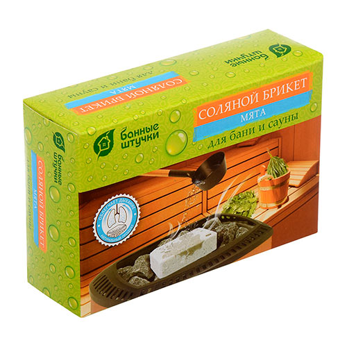Соляные брикеты д/бани и сауны 1300гр с травами Мята Банные штучки, 1/9