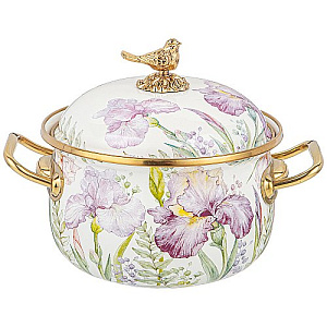 КАСТРЮЛЯ ЭМАЛИРОВАННАЯ AGNESS С КРЫШКОЙ, СЕРИЯ IRISES, 2,1Л, ДИА.16СМ ПОДХОДИТ ДЛЯ ИНД. ПЛИТ