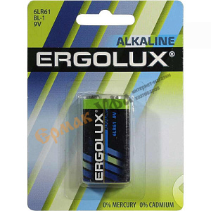 Батарейка крона 6F22 ERGOLUX Alkaline BL-1, 1/240