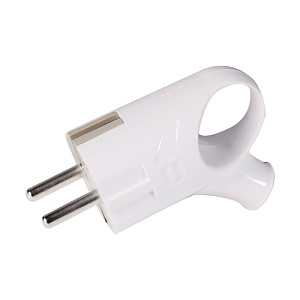 Вилка электр. угловая с/з 16А Smartbuy с кольцом белая 250В, SBE-16-P03-w, 5/40/480