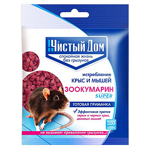 Средство от крыс и мышей Чистый дом 200гр гранулы, 5/50
