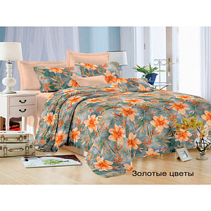 Комплект постельного белья Satin collection, 1,5-спальный, золотые цветы