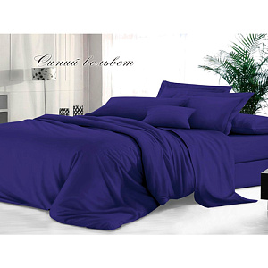 Комплект постельного белья, Sateen De Luxe, 1, 5 - спальный, гладкокрашеный, наволочка 70х70 см, Синий вельвет
