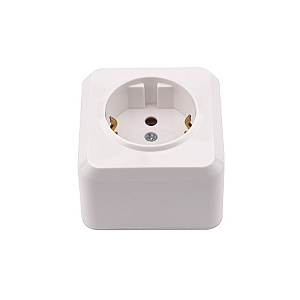 Розетка ОП 1-местн с/з 16А Smartbuy 250В белая, SBE-03w-16-S1-Z, Юпитер, 1/200
