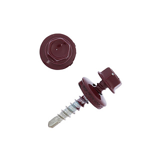 Саморез кровельный RAL-3005 красное вино 5,5х19, 250шт, 1/10