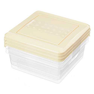 Комплект контейнеров для продуктов Homver Asti 221101025/01, квадратных 0.5 л х 3 шт, светло-бежевый