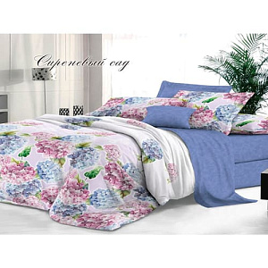 Комплект постельного белья Sateen De Luxe, Евро, наволочки 2 шт 50 х 70 см, сиреневый сад