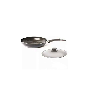 Сковорода 26 см, с ручкой, со стеклянной крышкой, антипригарное покрытие БЕЛАЯ КАЛИТВА, 1/4