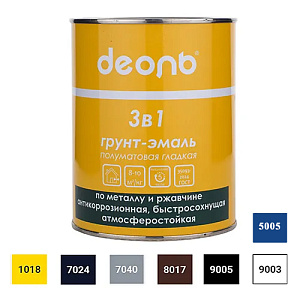 Грунт-эмаль 3в1 синий RAL 5005, 0,8кг, ДЕОЛЬ, по ржавчине быстросохнущий, 6/6