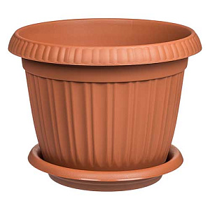 Горшок для цветов 1.9 л Homver Basil 221601432/01, 180 мм, с поддоном, терракотовый