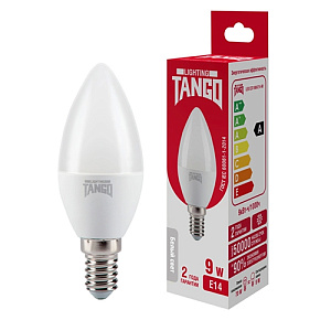 Лампочка светодиодная E14 9Вт 4000К TANGO LED C37 свеча, 10/100