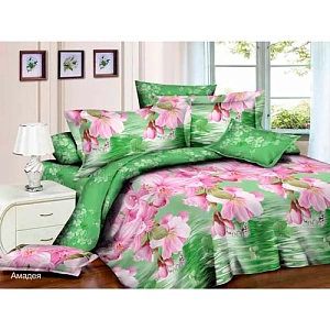 Комплект постельного белья "Sateen De Luxe" семейный, наволочки 2 шт 50х70 см, Амадея