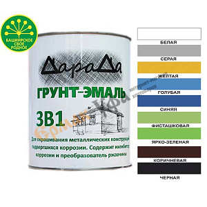 Грунт-эмаль 3в1 зеленый 0,8кг, ДАРАДА, быстросохнущий ГОСТ, 14/14