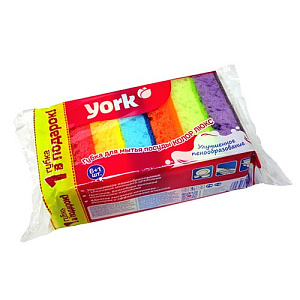 Губка для посуды 6+1шт Колор Люкс YORK 10х7х3 см, 1/44