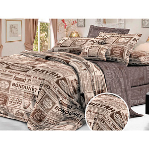 Комплект постельного белья Sateen De Luxe, Евро, ньюс