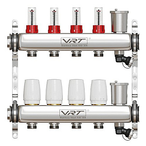 Коллекторная группа VRT® 1,  х 3/4, , евроконус 4 вых, авт в/отвод, c расходомерами
