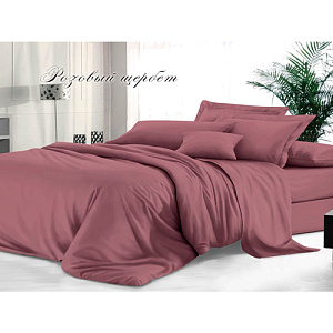 Комплект постельного белья Sateen De Luxe, Семейный, гладкокрашеный, наволочка 50х70 см, розовый щербет