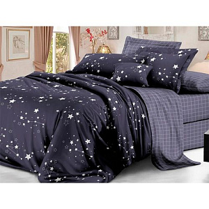Комплект постельного белья Sateen De Luxe, 2-спальный Макси с европростыней - 220х240, пододеяльник - 175х215, наволочки 2 шт. 50х70, зодиак