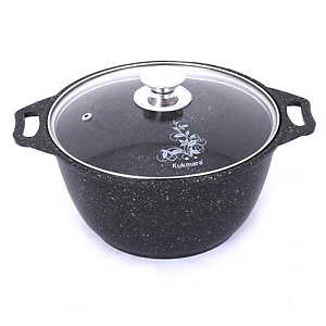 Кастрюля 4,0 л, со стеклянной крышкой, АП кмт42а KUKMARA, темный мрамор, 1/3