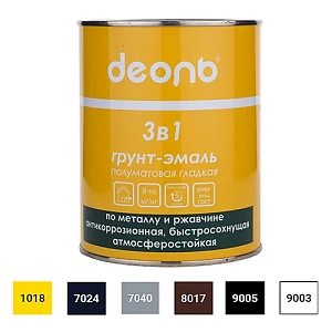 Грунт-эмаль 3в1 св. серый RAL 7040, 0,8 кг, ДЕОЛЬ, по ржавчине быстросохнущий, 6/6