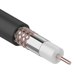 Провод RG-6U телевизионный, коаксиальный RG-6U ЧЕРНЫЙ 50м, 50/50