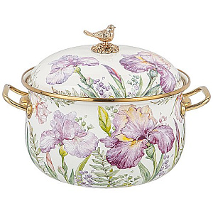 КАСТРЮЛЯ ЭМАЛИРОВАННАЯ AGNESS С КРЫШКОЙ, СЕРИЯ IRISES 4,8Л, ДИА.22СМ ПОДХОДИТ ДЛЯ ИНДУК.ПЛ