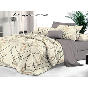 Комплект постельного белья Sateen De Luxe, 1,5-спальный, наволочки 2 шт 50х70 см, изящные линии