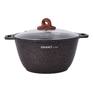 Кастрюля 4,0 л, со стеклянной крышкой, АП кго42а KUKMARA линия Granit ultra, original, 1/3