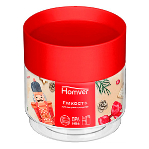 Емкость для сыпучих продуктов 0.5 л Homver 223138006/03, красная