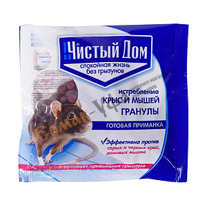 Средство от крыс и мышей Чистый дом 125гр гранулы, 5/50