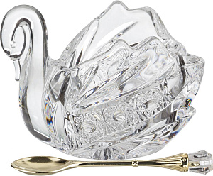 ИКОРНИЦА, ЛЕБЕДЬ MUZA CRYSTAL, 11*7 СМ. ВЫСОТА=8, 5 СМ. С ЛОЖКОЙ, КОР=48ШТ.