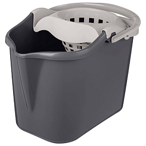 Ведро прямоугольное 13 л Homver Rimo 221245321/04, с отжимом МОП, светло-серое