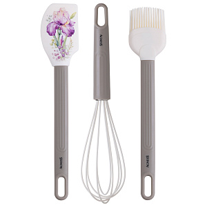 НАБОР: ВЕНЧИК, ЛОПАТКА, КИСТОЧКА AGNESS, 3 ПРЕДМЕТА, СЕРИЯ, IRISES,